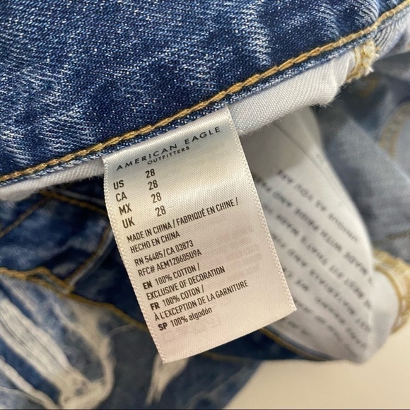 American Eagle Jean Shorts Distressed Denim Patches Light Wash - Picture 7 of 9